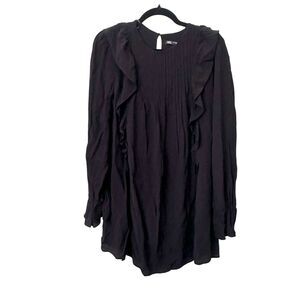 ZARA Ruffled Long Sleeve Mini Dress Black‎ XS